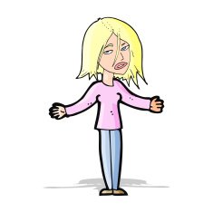 cartoon woman shrugging shoulders N153