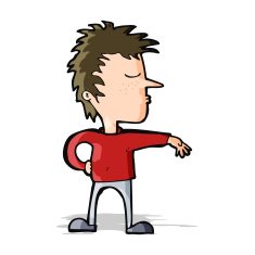 cartoon man making camp gesture N12