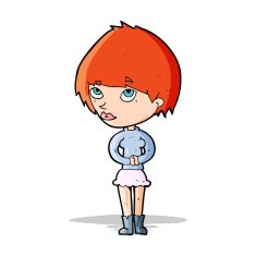 cartoon nervous woman N15