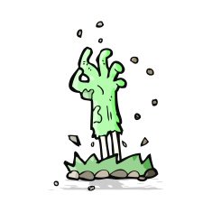 cartoon zombie hand rising from ground N4