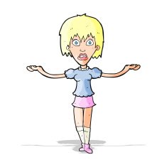 cartoon woman shrugging shoulders N154