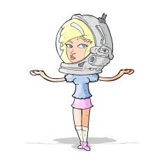 cartoon woman wearing space helmet N6