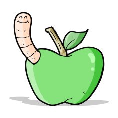 Cartoon Apple With Worm N33