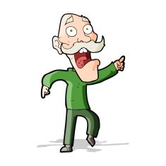 cartoon frightened old man N13