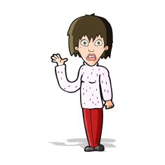 cartoon shocked woman waving hand N4