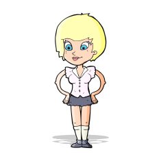 cartoon pretty woman with hands on hips N7