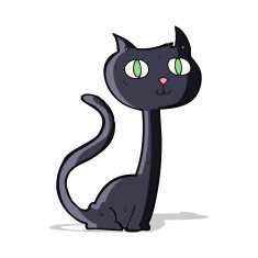 cartoon black cat N39