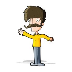 cartoon waving mustache man N4