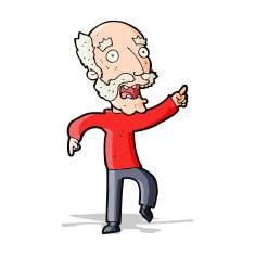 cartoon frightened old man N14