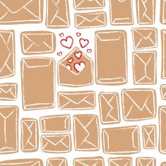 Vector seamless pattern many craft letters and one with love