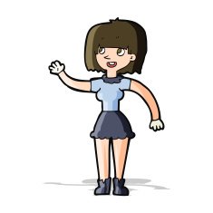 Cartoon Girl Waving N12