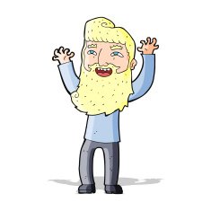 cartoon happy bearded man waving arms N4