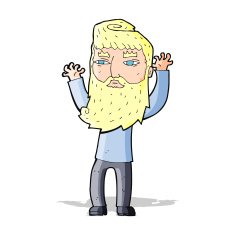 cartoon bearded man waving arms N4