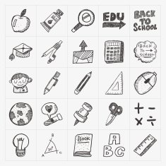doodle back to school icon set