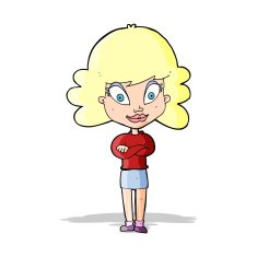 cartoon happy woman with folded arms N7