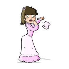cartoon victorian woman dropping handkerchief N4