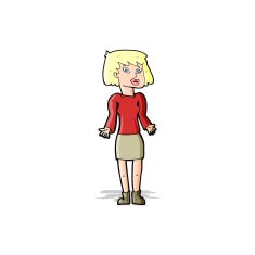 cartoon woman shrugging shoulders N158