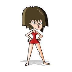 cartoon angry woman in dress N5