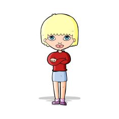 cartoon woman with folded arms N11