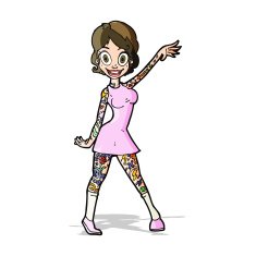 cartoon woman with tattoos N8