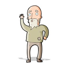 cartoon old man waving N2