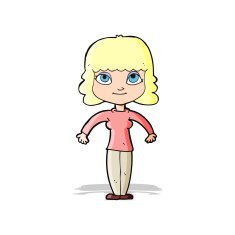 cartoon woman shrugging shoulders N160