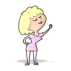 cartoon happy woman about to speak N4
