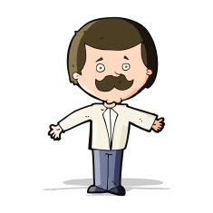cartoon mustache man with open arms N5