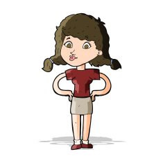 cartoon pretty girl with hands on hips N5