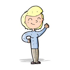 cartoon friendly waving woman N4