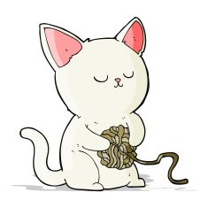cartoon cat playing with ball of yarn N2
