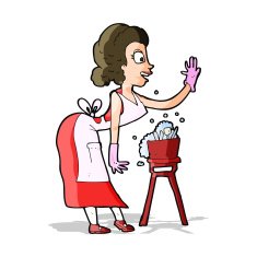 cartoon housewife washing up N5