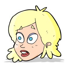 cartoon female face with surprised expression N8