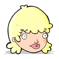 cartoon female face with surprised expression N9