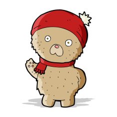 cartoon teddy bear in winter hat and scarf N3