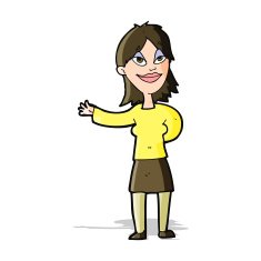 cartoon woman gesturing to show something N9