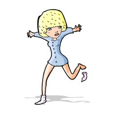 cartoon woman kicking off sock N3