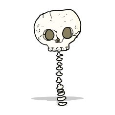 cartoon spooky skull and spine N4