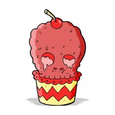 spooky skull cupcake cartoon N5