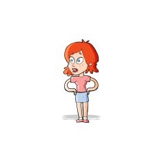 cartoon woman with hands on hips N71