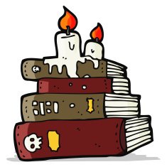 cartoon spooky old books N4