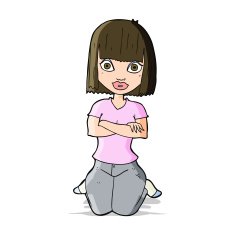 cartoon woman kneeling N5