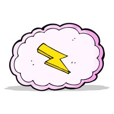 cartoon cloud and lightning bolt symbol N4
