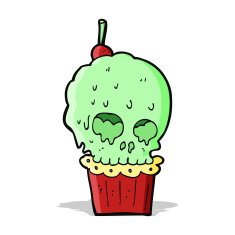 cartoon spooky skull cupcake N5
