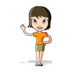 Cartoon Woman Waving N101
