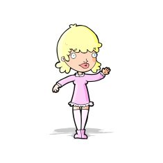 Cartoon Woman Waving N102