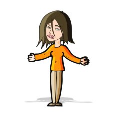cartoon woman shrugging shoulders N166
