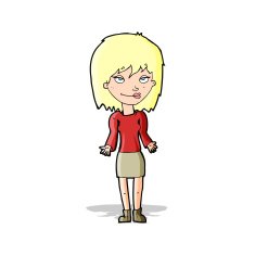 cartoon woman shrugging shoulders N167