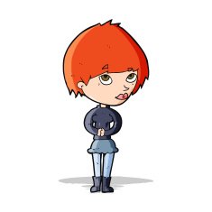 cartoon nervous woman N16