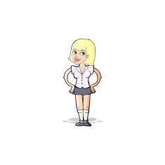 cartoon woman with hands on hips N73